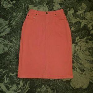 Coral Denim Pencil Skirt Size 6